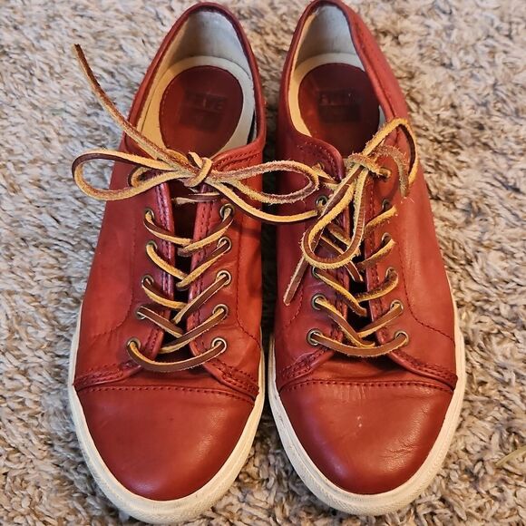 Frye Mindy Leather Sneakers Red Size 8 - Picture 2 of 9